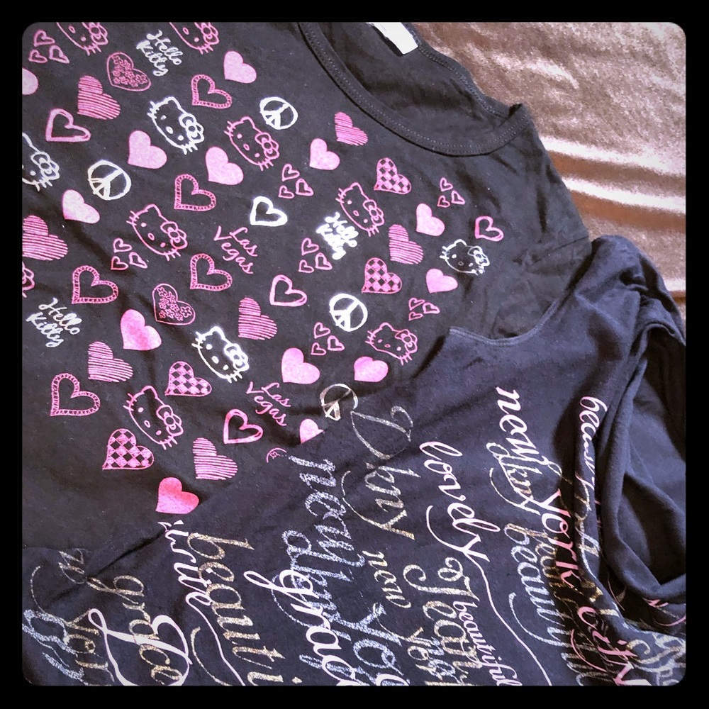 Two blouses a hello kitty blouse and DKNY